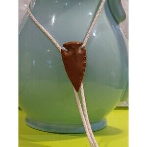 Unisex Arrow Head Knapped Stone Bolo Tie white leather Created By Me Victoria B